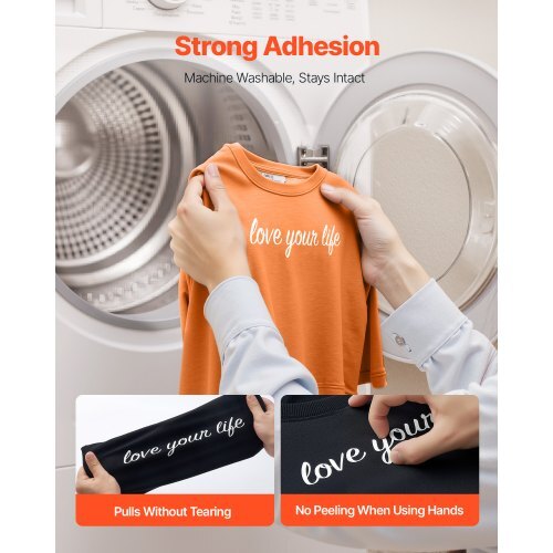Heat Transfer Vinyl, 12 in x 50 ft, Glossy White HTV Iron on Vinyl Roll, Easy to Cut and Weed, Strong Adhesion, Compatible with Cutting Machines, for Various Materials, T-shirts, Pillows, Hats