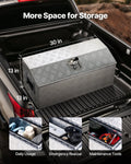 Heavy Duty Aluminum Truck Bed Tool Box, Stripes Plated Tool Box with Side Handle and T-Lock Keys, Storage Toolbox Chest Organizer for Trailer, Pickup, Truck Bed, RV, 30"x13"x13", Silver