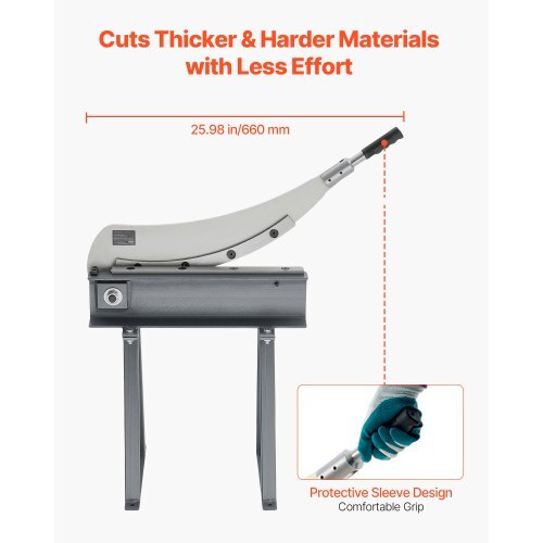 Guillotine Shear, 20 in Bed Width Benchtop Cutter, Manual Hand Plate Shear for Metal Sheet Processing, with Q235 Material, High Precision, Stand, for PCB Board, Aluminum, Steel, Copper, Plastic