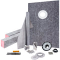 Shower Curb Kit 38" x 60" Watertight Shower Curb Overlay with 4" PVC Offset Bonding Flange, 4" Stainless Steel Grate, 2 Cuttable Shower Curb and Trowel, Shower Pan Slope Sticks Fit for Bathr