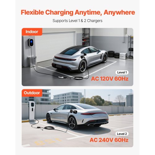 EV Charger Extension Cable, 40Amp 21 ft J1772 Extension Cord Compatible with 120V-240V SAE J1772 Electric Vehicle Chargers, Level 1/Level 2 IP66 Heavy Duty Car Charging Cable with Carrying Bag