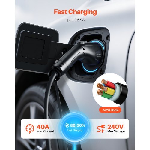 EV Charger Extension Cable, 40Amp 21 ft J1772 Extension Cord Compatible with 120V-240V SAE J1772 Electric Vehicle Chargers, Level 1/Level 2 IP66 Heavy Duty Car Charging Cable with Carrying Bag
