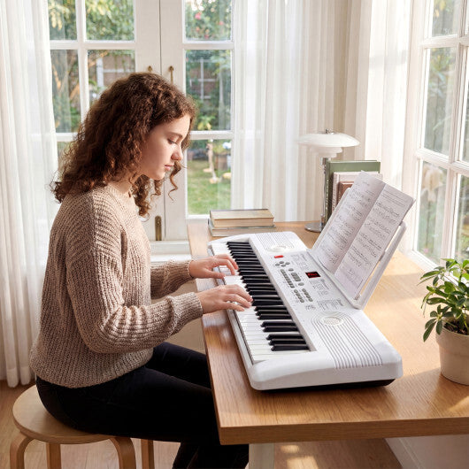 61 Key Electric Portable Digital Keyboard Piano for Beginner-White - Color: White