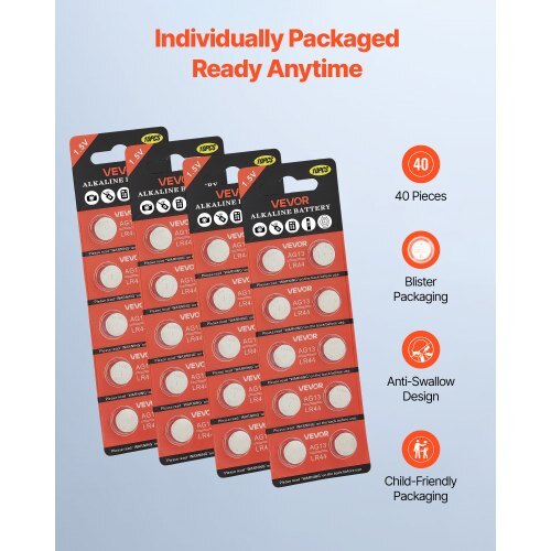 Button Cell Battery, 4 Pack (40 Count) LR44 Alkaline Batteries Non-Mercury, AG13 357 303 SR44 Battery 1.5V Button Coin Cell Batteries for Remote Controls, Heart Rate Monitors, and Other Devices