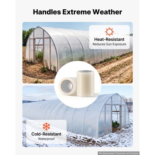 Greenhouse Repair Tape 6 in x 108 ft 6.3 Mil Clear Polyethylene Patch, for Plastic Sheeting & Tent Seaming Sealing, Waterproof & Sun-Resistant, Heavy Duty Greenhouse Sheeting Coverings Film Tape