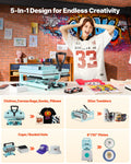 Hybrid Heat Press, 15 x 15 inch, 5-in-1 Multifunction, Heat Up Fast and Even, All-New Patented Design, Easy to Control, Sublimation Press Machine for T-shirts/Tumblers/Caps/Plates, Light Green