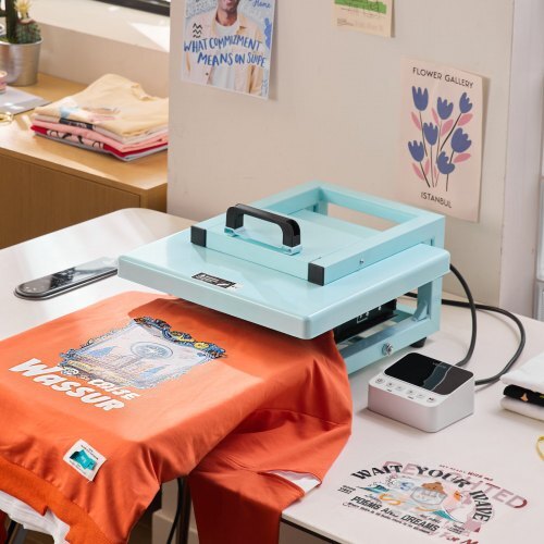 Hybrid Heat Press, 15 x 15 inch, 5-in-1 Multifunction, Heat Up Fast and Even, All-New Patented Design, Easy to Control, Sublimation Press Machine for T-shirts/Tumblers/Caps/Plates, Light Green