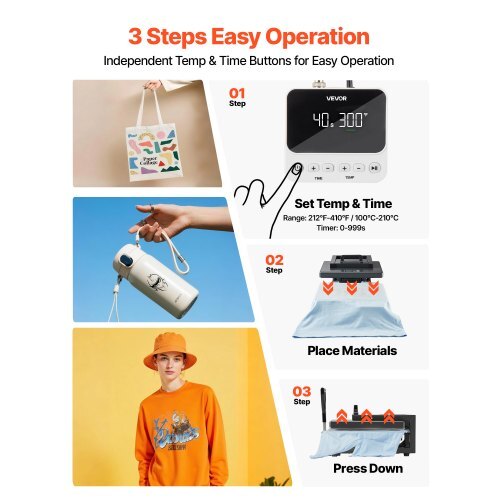 Hybrid Heat Press, 15 x 15 inch, 8-in-1 Multifunction, Heat Up Fast and Even, All-New Patented Design, Easy to Control, Sublimation Press Machine for T-shirts/Mugs/Tumblers/Caps/Plates, Black
