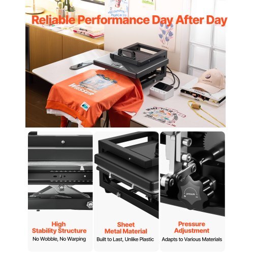 Hybrid Heat Press, 15 x 15 inch, 8-in-1 Multifunction, Heat Up Fast and Even, All-New Patented Design, Easy to Control, Sublimation Press Machine for T-shirts/Mugs/Tumblers/Caps/Plates, Black