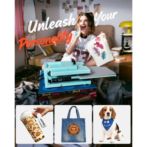 Hybrid Heat Press, 15 x 15 inch, 8-in-1 Multifunction, Heat Up Fast and Even, All-New Patented Design, Easy to Control, Sublimation Press Machine for T-shirts/Tumblers/Caps/Plates, Light Green