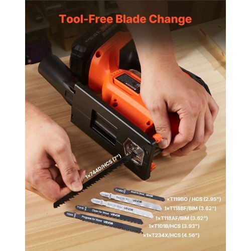 Cordless Jig Saw, 20 V, 3000 SPM Blade Speed, Cordless Jigsaw with Battery and Charger, LED Light, 6 Variable Speed, 0- 45? Bevel Cuts, with 6 pcs Blades, 4 Orbital Settings, for Wood, Metal