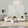 5-Piece Modern Living Room Furniture Set: Side table+Coffee table+Console table+Bookcase+Corner shelf - Color: White