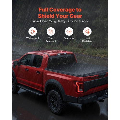 Soft Roll-Up Truck Bed Tonneau Cover, Compatible with 2017-2026 Honda Ridgeline, Fits 5 ft (5 ft 4 in/64 in) Bed, Triple-Layer Heavy-Duty PVC Tonneau Cover with Three Aluminum Alloy Support Bars