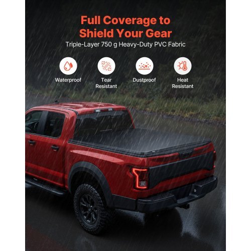 Soft Roll-Up Truck Bed Tonneau Cover, Compatible with 2020-2026 Chevy Silverado/GMC Sierra 2500 3500 HD, Fits 6.9 ft (6 ft 10 in/82 in) Bed, PVC Tonneau Cover with Aluminum Alloy Support Bars
