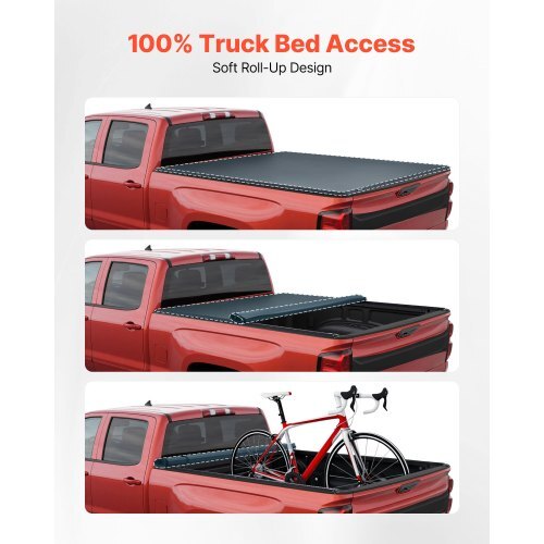 Soft Roll-Up Truck Bed Tonneau Cover, Compatible with 2020-2026 Chevy Silverado/GMC Sierra 2500 3500 HD, Fits 6.9 ft (6 ft 10 in/82 in) Bed, PVC Tonneau Cover with Aluminum Alloy Support Bars