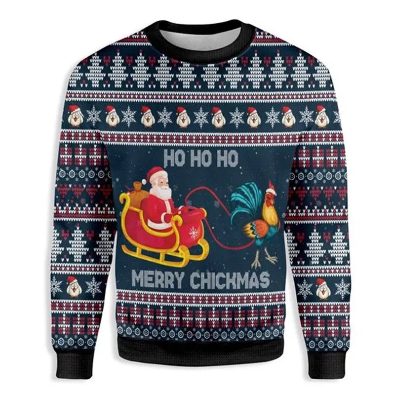 Funny Santa Claus Graphic Ugly Christmas Sweater 2026 Men Fashion Autumn Winter 3D Printed Sweatshirt Casual Oversized Pullovers