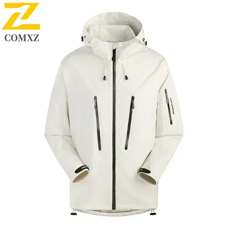 Color: Yellow, Size: XL - Spring Autumn Men's Windbreaker Fashion Outdoor Mountaineering Travel Windproof Waterproof Hooded Jacket Slim Fit Versatile Coat