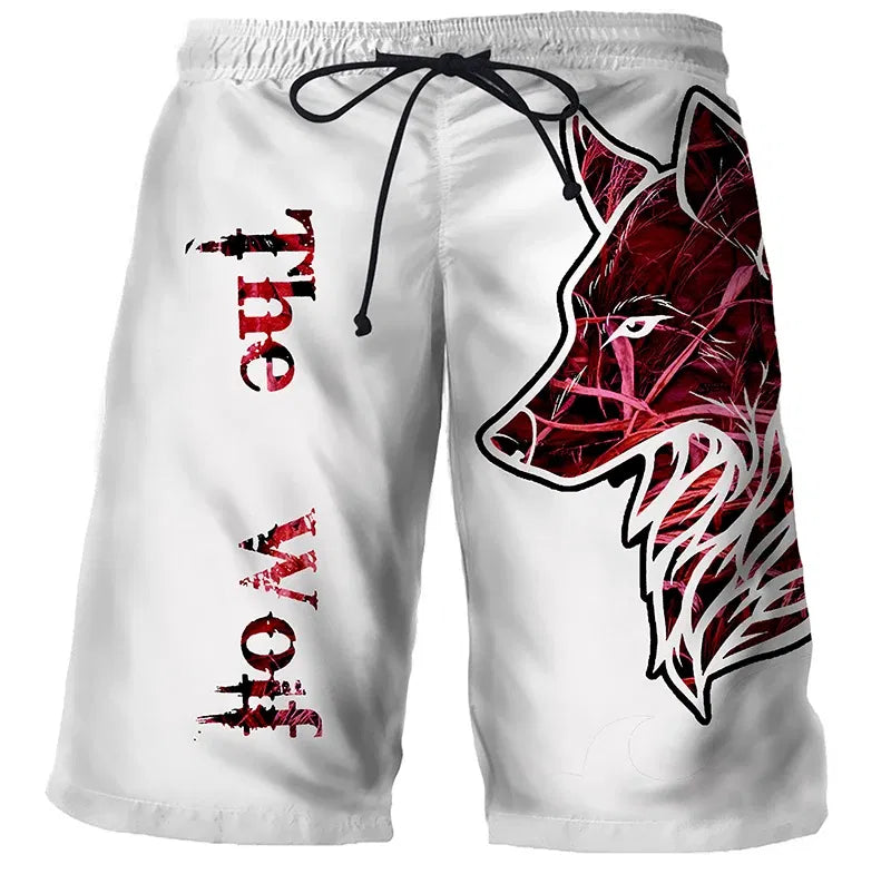 Color: green, Size: M - Cool Tiger Lion Wolf Summer Swimwear Shorts Comfortable Surf Board Shorts Quick Dry Swimsuit Sport Trunks Men's Beach Shorts Boy