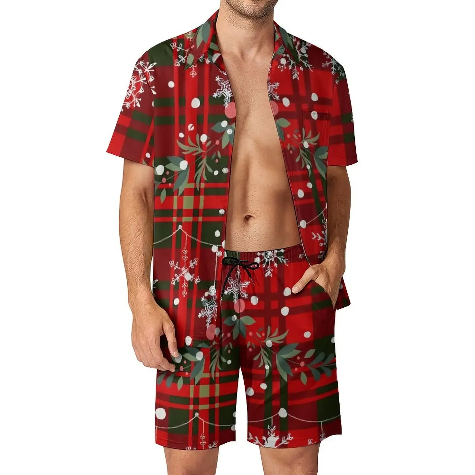 Color: Navy Blue? AE existing skus?, Size: S - 2025 Christmas Men Sets Animal Print Casual Shorts Summer Novelty Beach Shirt Set Short-Sleeved Big Size Suit Christmas Gift
