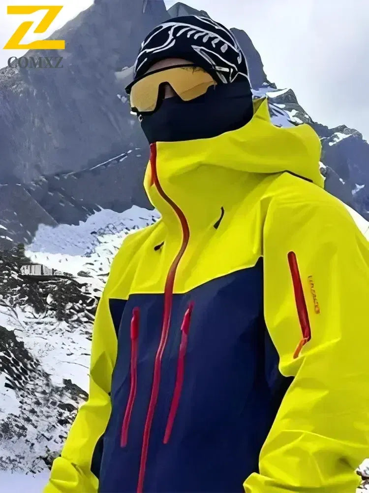 Color: Yellow, Size: XL - Spring Autumn Men's Windbreaker Fashion Outdoor Mountaineering Travel Windproof Waterproof Hooded Jacket Slim Fit Versatile Coat