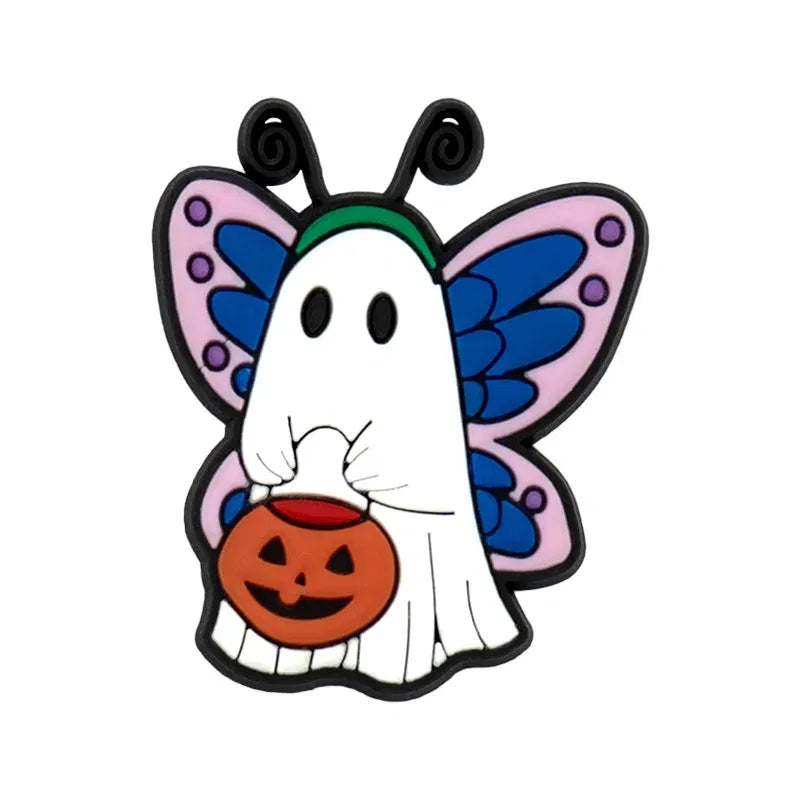 Halloween Shoe Charms Funny Ghosts Pumpkin Clog Charms Sweets Candles Broom Shoe Clips Decorations Chips Cats Bats Clips Jeans