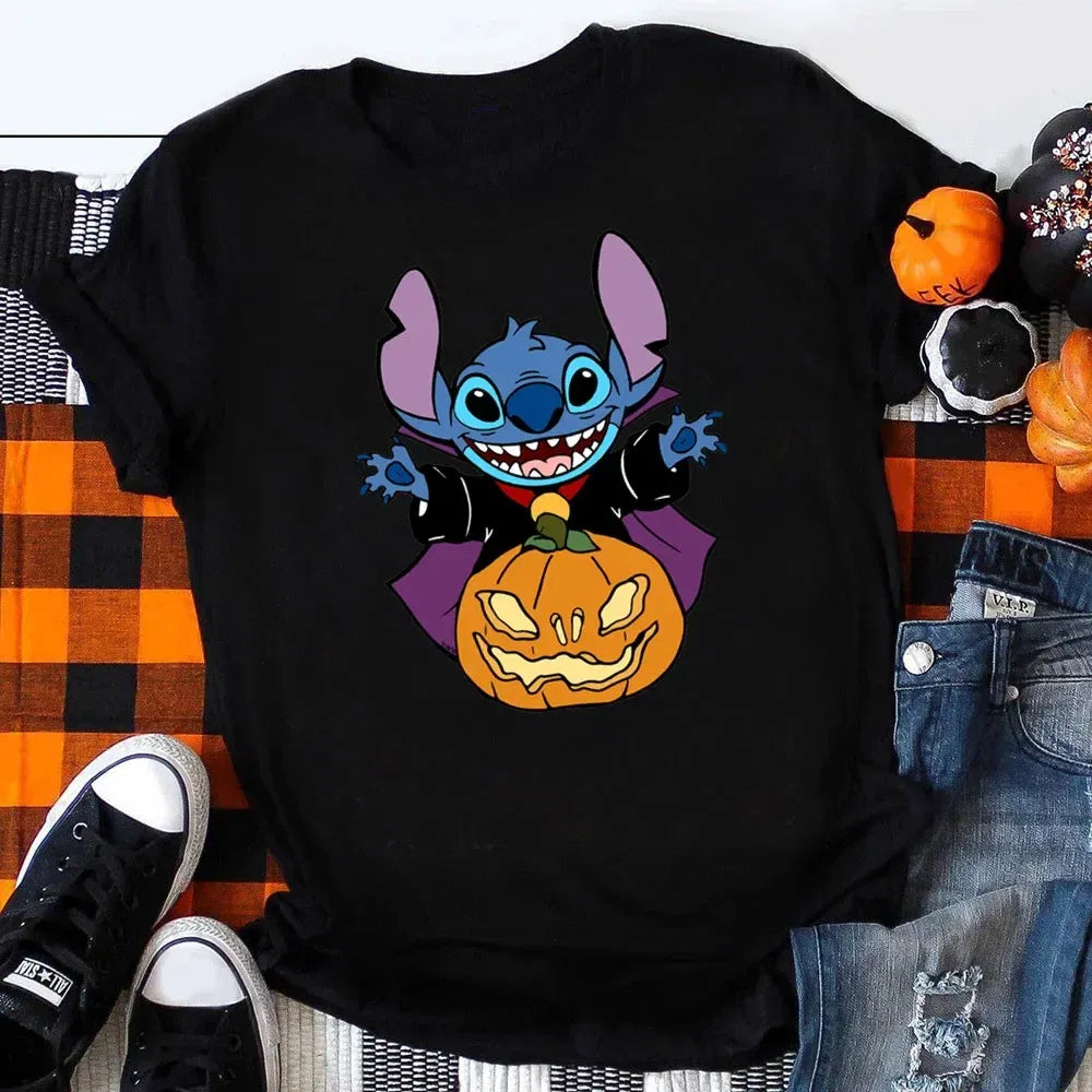 Color: Beige, Kid Size: 4T - Funny Mickey Minnie Mummy Print Disney Children Cotton T Shirts Trick Treat Fashion Halloween Cute Kid Clothes Girls Streetwear
