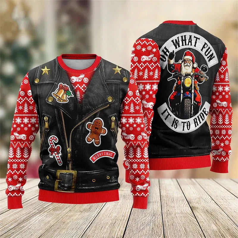 Funny Santa Claus Graphic Ugly Christmas Sweater 2026 Men Fashion Autumn Winter 3D Printed Sweatshirt Casual Oversized Pullovers