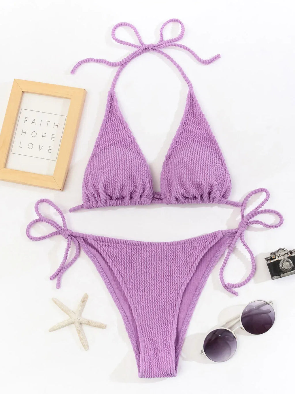 Color: MULTI, Size: L - New Fashion Sexy Bikini Solid Swimsuit Women Swimwear Push Up Set Brazilian Bathing Suit Summer Beach Wear Swimming