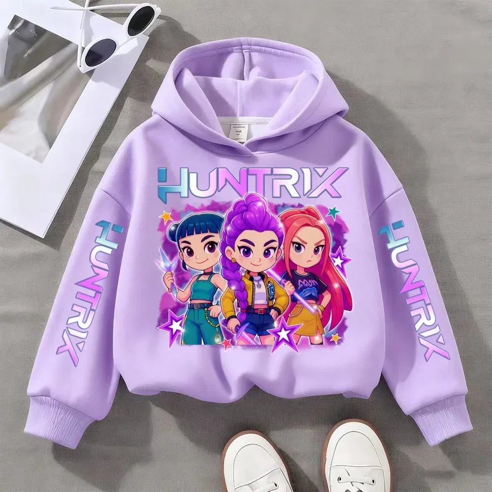 Witch Hunter Group Zoey Cosplay Costume Girls Womens Halloween Party Costumes Demon Hunter Idol Girl Group Purple Casual Hoodie