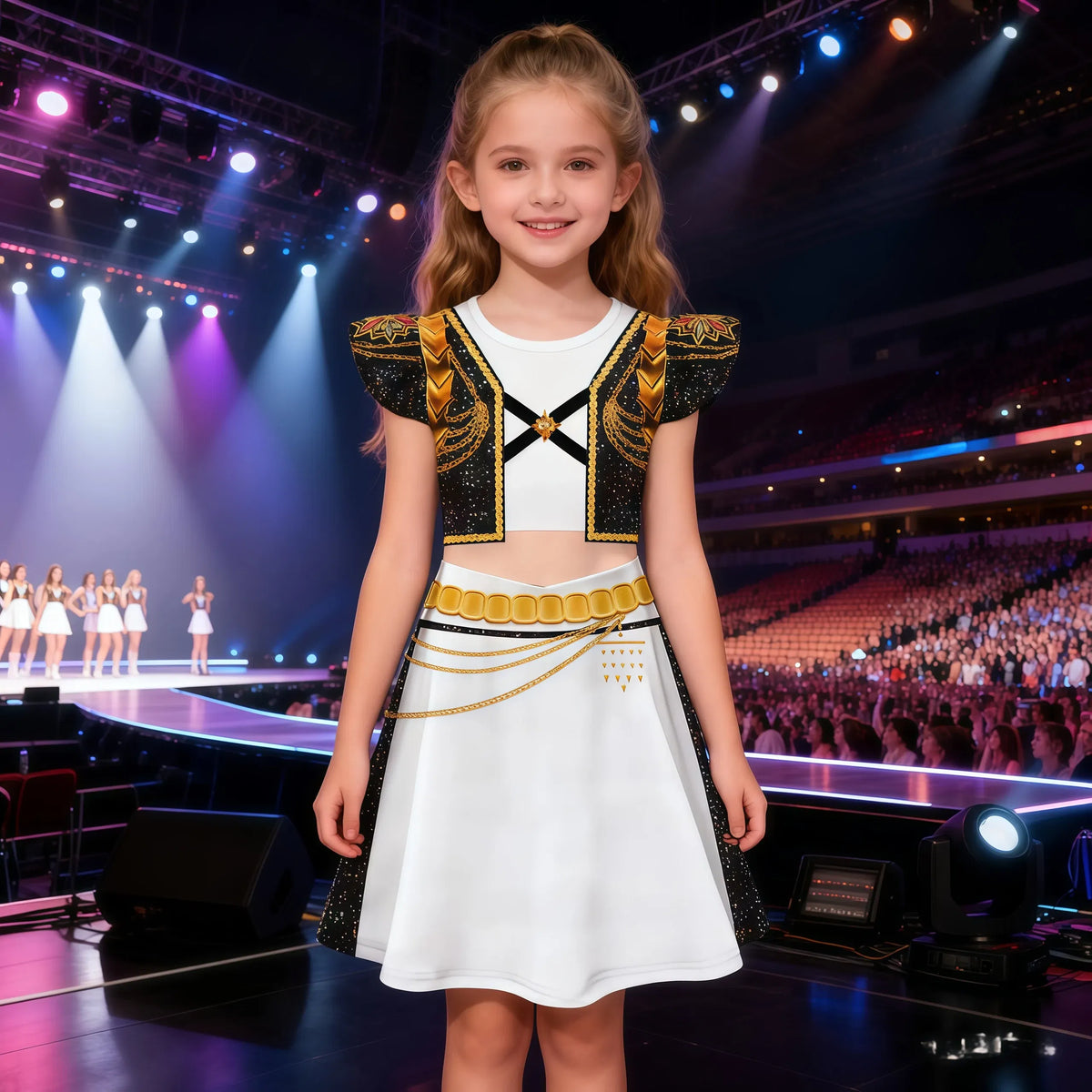 K-Pop Rumi Cosplay Costume Hunters 3D Printed Pattern Flying Sleeve Dress For Girls Halloween Role-Play Carnival Party Outfits