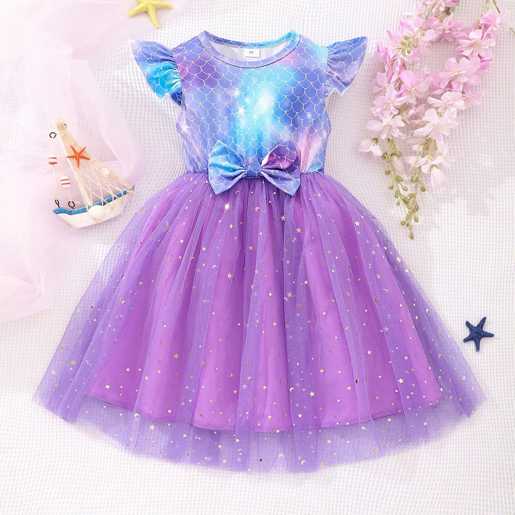 Color: PURPLE, Size: One Size, Ships From: CHINA, Height: 158 - KPop Demon Hunter Christmas Princess Dress Girl Fashion Casual Autumn Butterfly Dress Wedding Birthday Party Dress Gift Clothes
