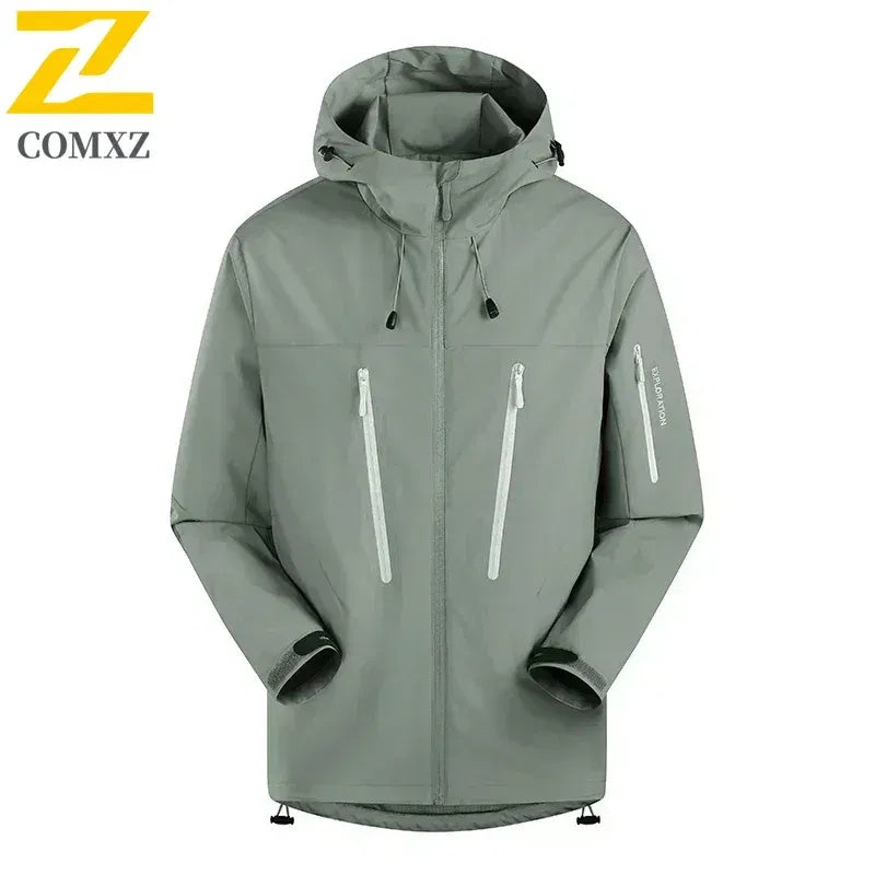 Color: Yellow, Size: XL - Spring Autumn Men's Windbreaker Fashion Outdoor Mountaineering Travel Windproof Waterproof Hooded Jacket Slim Fit Versatile Coat