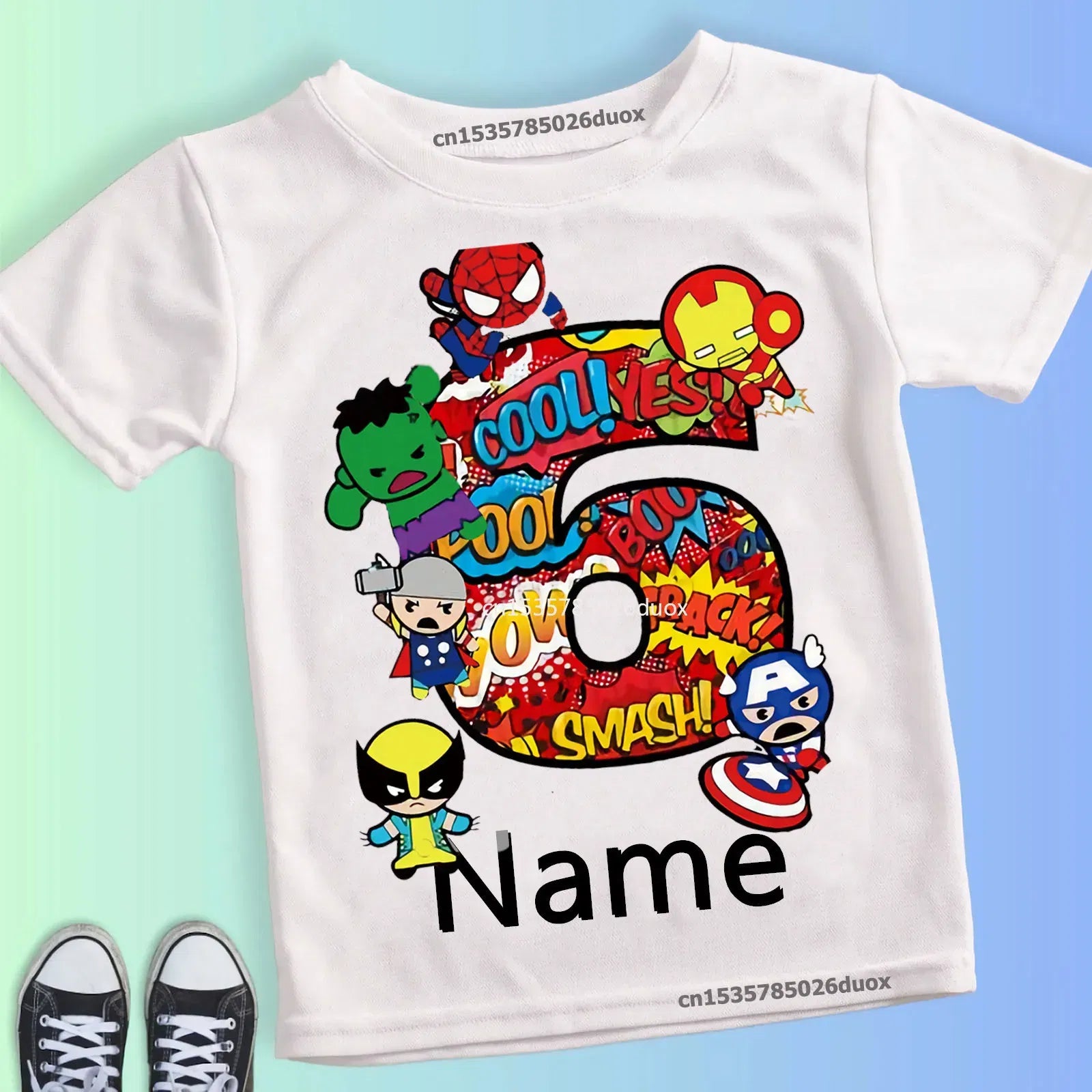 Color: black, Kid Size: 3T???? - Summer 2024 3 4 5 6 7 8 9 Marvel SuperHero Birthday Girl Short Sleeved T-shirt The Avengers Personalize Name Birthday Boy Shirt