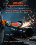 Angle Grinder, 5" Electric Grinder Power Tool, 10Amps 10000RPM High-Speed Corded Angle Grinders with 230? Adjustable Dust Guard for Metal Grinding, Cutting, Rust Removal (Disc Not Included)