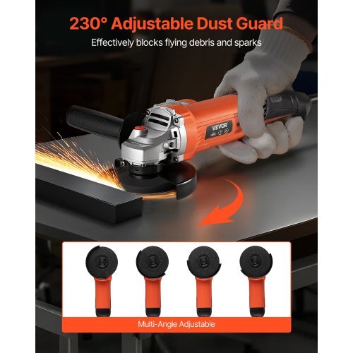Angle Grinder, 5" Electric Grinder Power Tool, 10Amps 10000RPM High-Speed Corded Angle Grinders with 230? Adjustable Dust Guard for Metal Grinding, Cutting, Rust Removal (Disc Not Included)