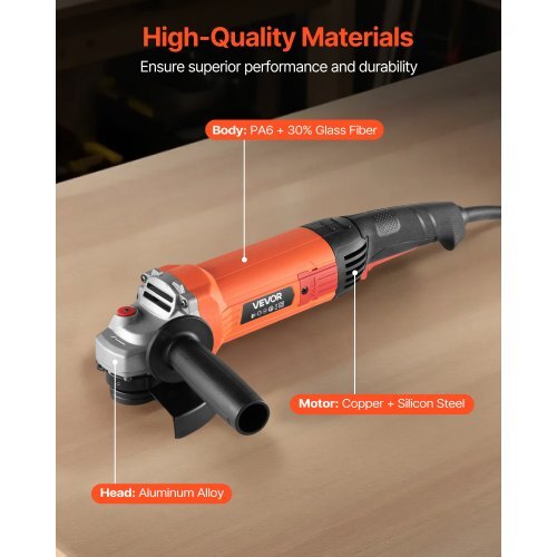 Angle Grinder, 5" Electric Grinder Power Tool, 10Amps 10000RPM High-Speed Corded Angle Grinders with 230? Adjustable Dust Guard for Metal Grinding, Cutting, Rust Removal (Disc Not Included)