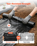 6 Mil Plastic Sheeting 10' x 25' Black Heavy Duty Polyethylene Roll, Thick Plastic Roll for Garden, Drop Cloth Painters Tarp, Polyethylene Covering for Crawl Space Vapor Barrier, Weed Control