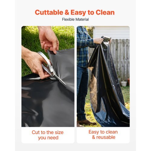 6 Mil Plastic Sheeting 10' x 25' Black Heavy Duty Polyethylene Roll, Thick Plastic Roll for Garden, Drop Cloth Painters Tarp, Polyethylene Covering for Crawl Space Vapor Barrier, Weed Control