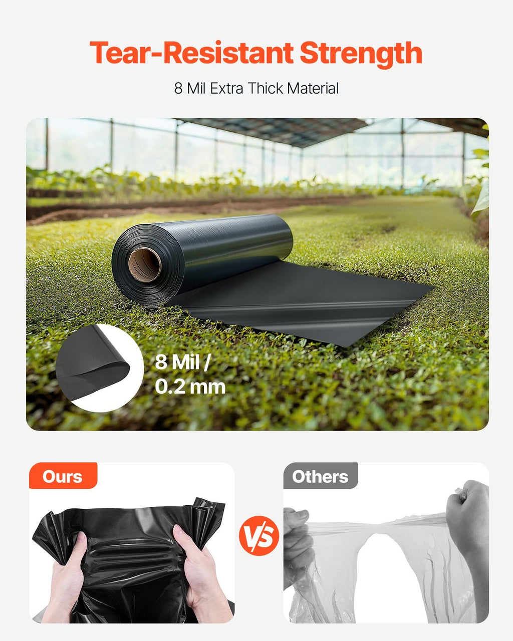 10 Mil Plastic Sheeting Heavy Duty 20' x 100', Thick Plastic Sheeting Roll, Plastic Drop Cloth Painters Tarp, Polyethylene Covering for Crawl Space Vapor Barrier, Multi-Purpose, Black