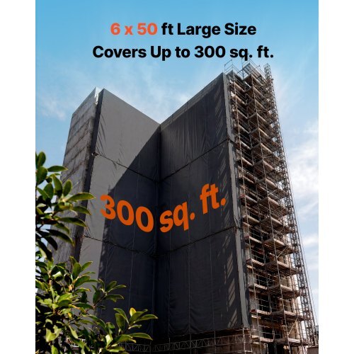 10 Mil Plastic Sheeting 6' x 50' Heavy Duty Thick Polyethylene Roll, Plastic Drop Cloth Painters Tarp, Polyethylene Covering for Crawl Space Vapor Barrier, Weed Control, Garden, Black & White