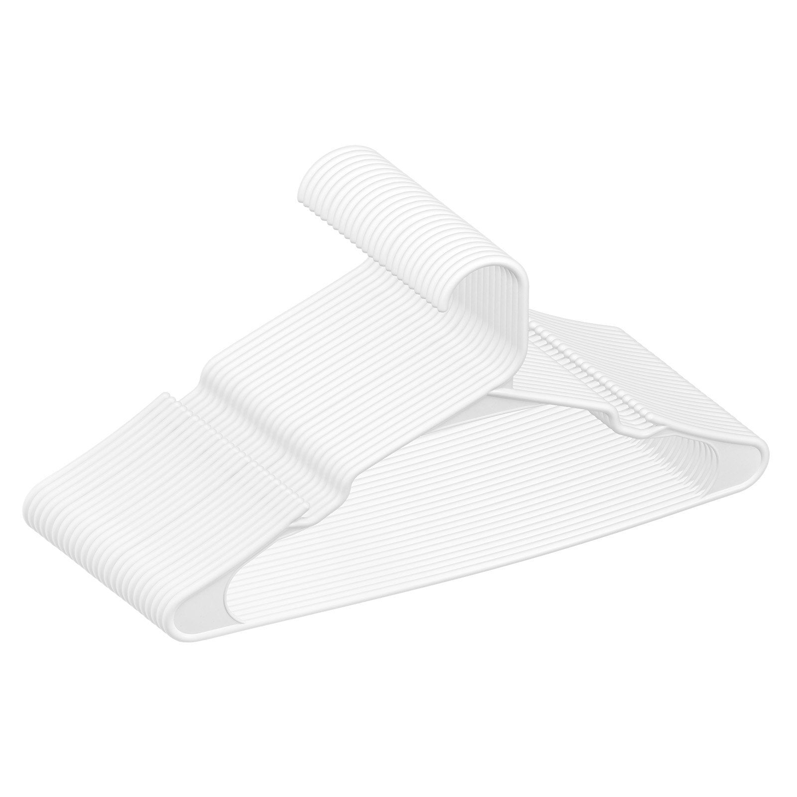 Hangers, 0.2 in Ultra-Thin, 50 Pack White Plastic Hangers with Stable Triangular Top Structure & Wider Notch Design , Non-Slip Space Saving Hangers, Fit for T-Shirt, Shirt, Sling & Pant