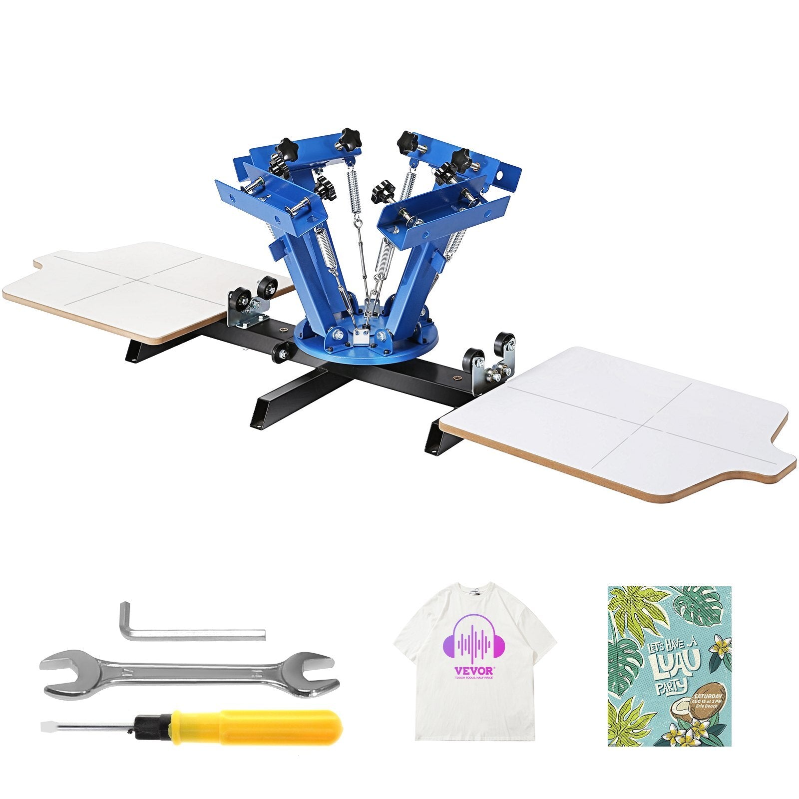 Screen Printing Machine, 4 Color 2 Station, 360? Rotable Silk Screen Printing Press, 21.2 x 17.7in / 54 x 45cm Screen Printing Press, Dual-layer Positioning Pallet for DIY T-shirt Printing