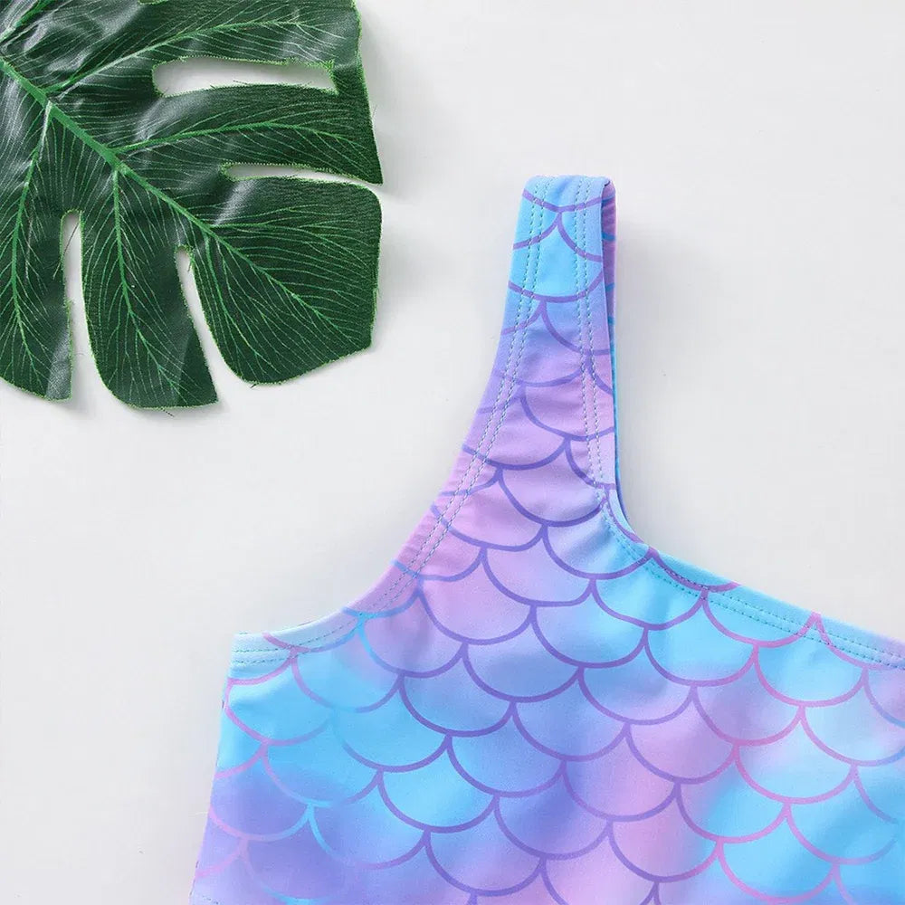 Lilo Stitch Girls Swimsuit One-Piece Bathing Suits Kids Wear Fashion Mermaid Fish Children's Dresses Summer Swimwear Beach Suit
