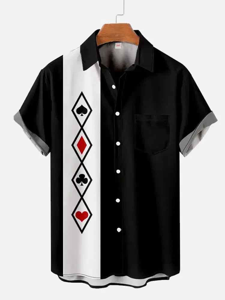 Color: Ivory, Size: XXL - Men's Casual Striped Shirts Summer Hawaii Beach Shirts Fashion Minimalist Pattern Button Shirt Men's Cartoon Printed Shirts