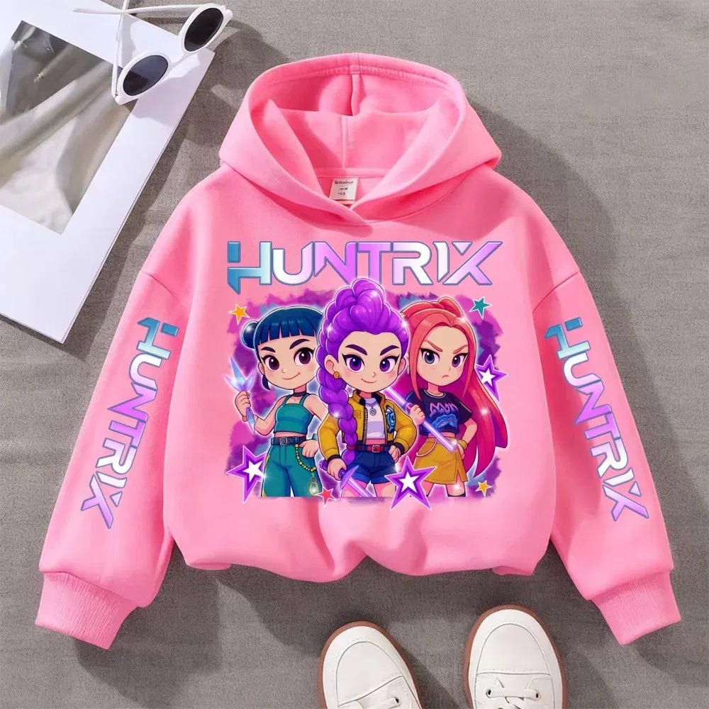 Color: Dark Grey, Kid Size: 2T - Witch Hunter Group Zoey Cosplay Costume Girls Womens Halloween Party Costumes Demon Hunter Idol Girl Group Colours Casual Hoodie