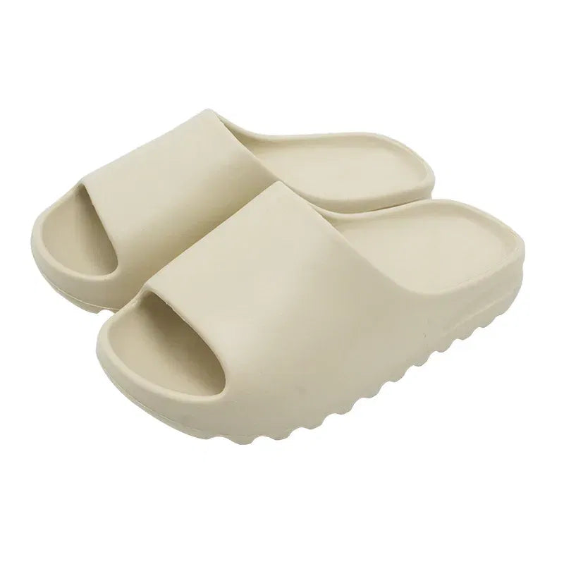 Color: Ivory, Shoe Size: 44-45 - Brand High Quality Super Soft EVA Sole Summer Slippers for Men Bathroom Slippers Home Slides Couple Beach Sandals Male Slipper