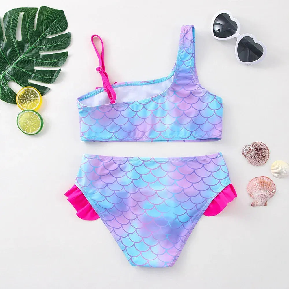 Lilo Stitch Girls Swimsuit One-Piece Bathing Suits Kids Wear Fashion Mermaid Fish Children's Dresses Summer Swimwear Beach Suit