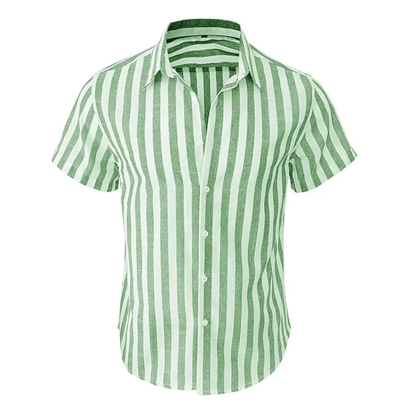 Color: black, Size: 5XL - Alternating Striped men's Shirts Summer Minimalist Shirts Beach Casual Style Short Sleeved Shirt Men's Hawaii Vacation Shirt