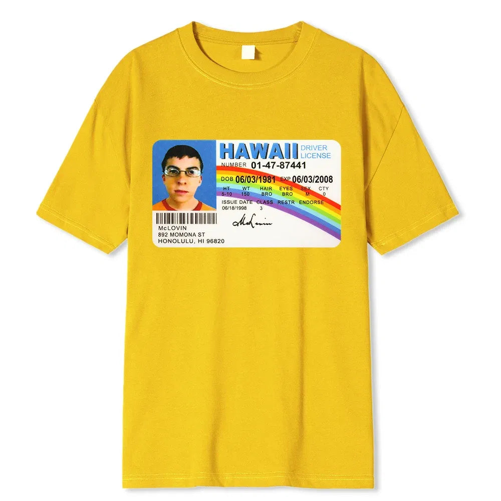 Color: Blue, Size: XXL - Homme t Shirt Summer Men t-Shirt Mclovin Id Card Superbad Geek Mens Cotton t-Shirt Unisex t-Shirt Teenagers Cool Soft Clothing
