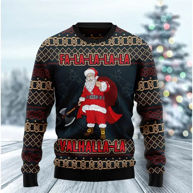 Funny Santa Claus Graphic Ugly Christmas Sweater 2026 Men Fashion Autumn Winter 3D Printed Sweatshirt Casual Oversized Pullovers